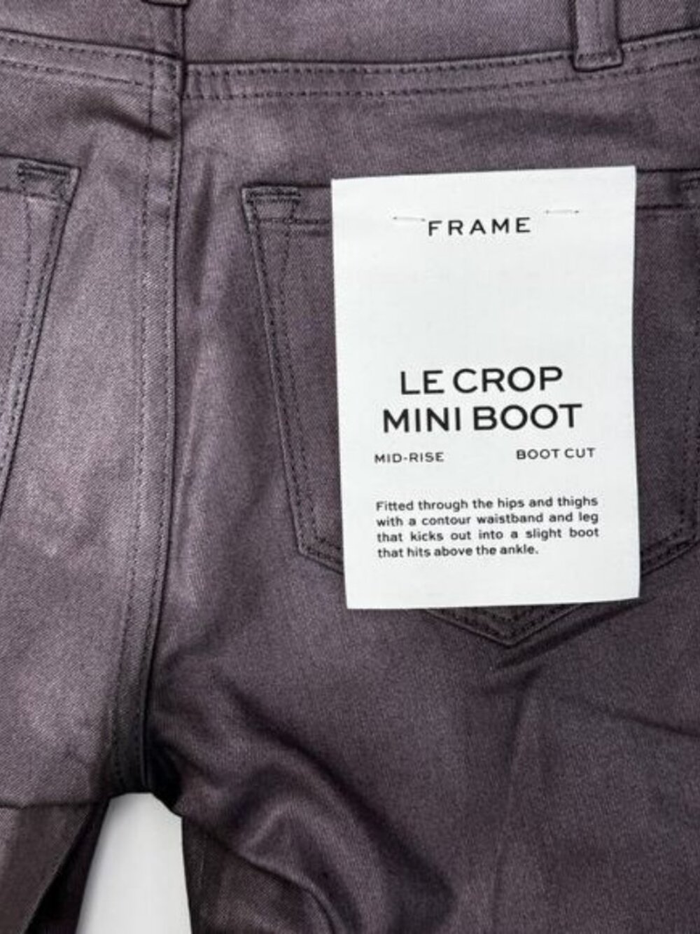 Frame Le Crop Mini Boot Fit Mid Rise Flared Coated Jeans in Mahogany - Picture 8 of 9
